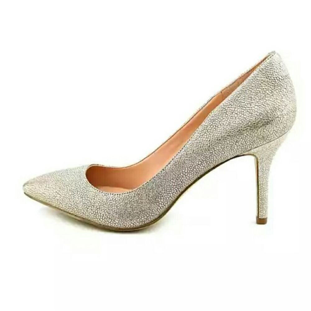 Enzo Angiolini Call Me gold leather grainy pumps heels sz 9M